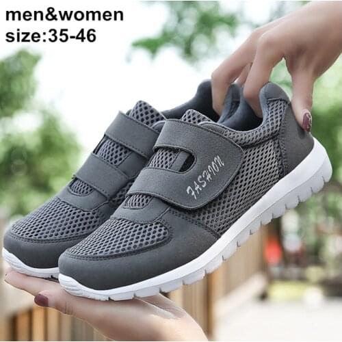 Casual Sneakers Men Mesh Breathable Walking Shoes Outdoor Non-slip Loafers Lightweight Comfortable Couple Shoes Big Size 36-46