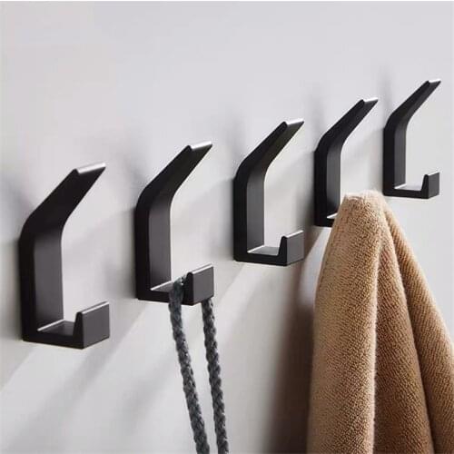 Hooks Aluminium Door Wall Clothes Towel Hook Pasted Metal Bathroom Bracket Kitchen Bathroom Accessories