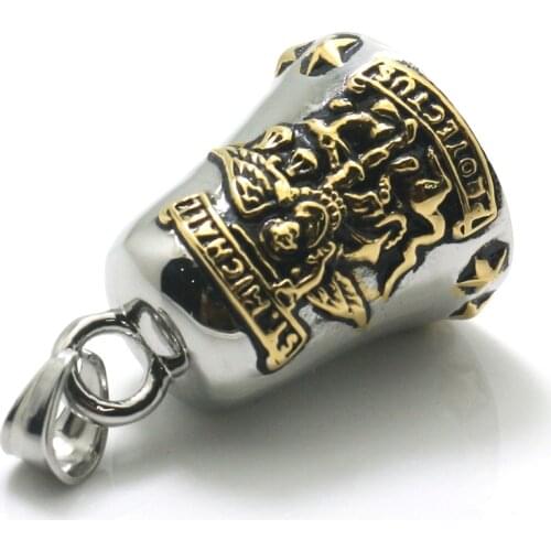 Unisex 316L Stainless Steel Cool Saint Michael Protect US Star Bell Pendant