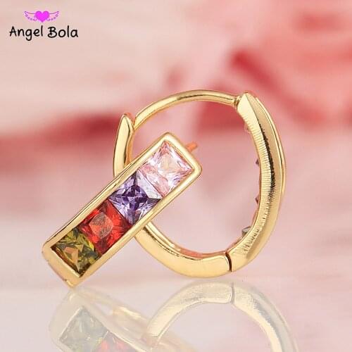 Square Colorful Especially 585 Gold Colour Earrings for Women Fine Noble Irregularity Natural Zircon Dangle Earring Gifts