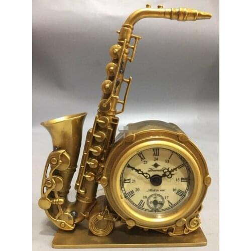 7'' bronze copper gold handcraft saxophone Mechanical clocks