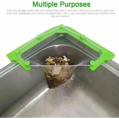 Multifunction Sink Leftovers Filter Anti-blocking Funnel Sink Drain Garbage Food Strainer Basket Kitchen Triangle Drainage Rack