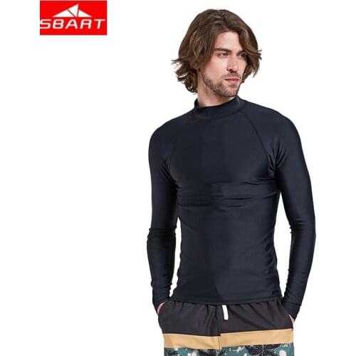 SBART Mens Long Sleeve Wetsuits Tops Lycra Anti-UV Breathable Snorkeling Surfing Swimming Bathing Shirt Diving Wet Suit T-Shirts