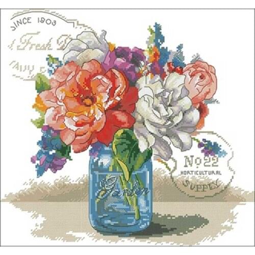 Hot selling Vase and flower patterns Counted Cross Stitch DIY Chinese Cross Stitch Kits Embroidery Needlework Sets