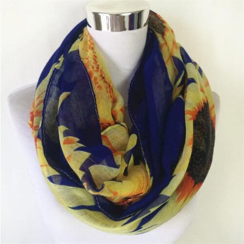 New Women Soft Scarves Sun Flower Warm loop Shawls beautiful infinity Scarf All Match Pashmina Wrap ladys circle scarf
