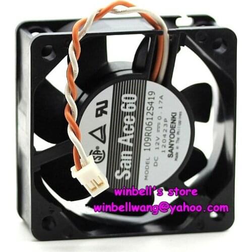 Brand new and original 60*60*25mm 6cm ball bearings fan 109R0612S419 12V 0.17A 2wires