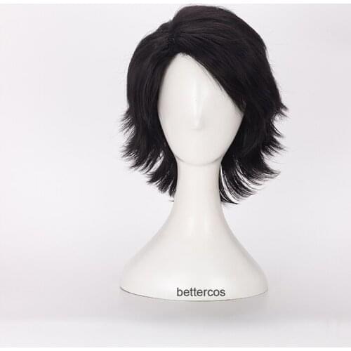 Death Note L Cosplay Wigs L.Lawliet Short Black Shaggy Layered Heat Resistant Synthetic Hair Wig + Wig Cap