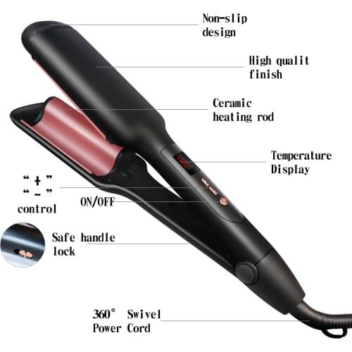 Professional Fast Heating Ceramic Hair Corn Plate Curler Crimper Corrugation Curling Iron Wand Hair Heated Roller WT-197