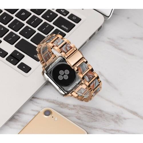 Strap for apple watch band 44mm 40mm iwatch band 38mm 42mm Resin&stainless bracelet apple watch SE/6/5/4/3/2 44 mm 40 mm 38mm