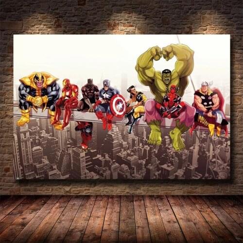 Marvel Avengers Superhero Group Photo Poster Funny Movie Canvas Painting Wall Art Picture Interior Decoration Print Cuadros