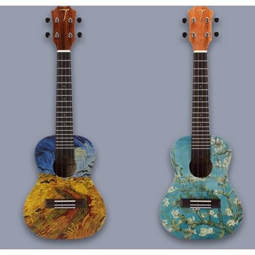 Ukulelele 23 Inches Mahogany Van Goghs Oil Paintings Beginner Unisex