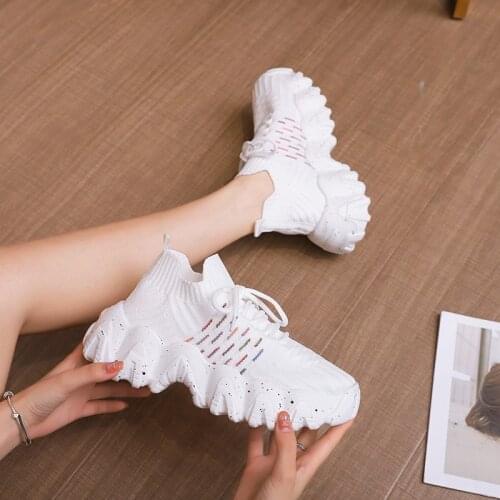 Womens Chunky Sneakers Thick Bottom Platform Vulcanize Shoes Fashion Breathable Casual Shoes for Woman Female 2021 New