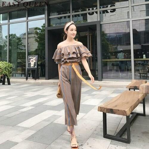 Jumpsuit women 2018 new arrival off shouder jumpsuit women elegant long wide leg striped rompers womens jumpsuit NN0710 HQ