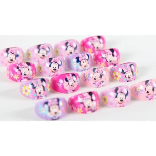 12pcs/lot Minnie Mickey Mouse Party Favors Rings Acrylic Crystal Kids Girls Finger Rings Baby Party Decor Gifts Supplies