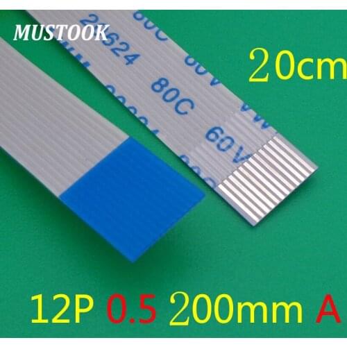 2pcs New FFC FPC 12pin flat flexible cable 0.5mm pitch 12 pin forward Length 200mm Width 6.5mm Ribbon 12p AWM 20624 80C 60V VW-1