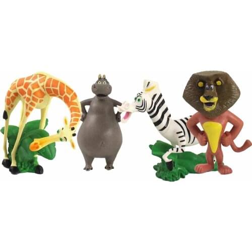 4pcs/lot Madagascar Figurine Cartoon Animals Lion Zebra Giraffe PVC Figure Anime Collection Model Toys Gift for Children