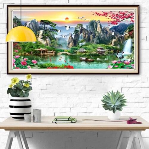 5D Diamond Painting Scenery Full Round Square Diamond Embroidery Waterfall Tree Cross Stitch Kit Rhinestones Mosaic Home Decor