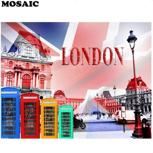 5D DIY Diamond Embroidery Photo Custom Diamond Painting Cross Stitch,Full Square Mosaic London city picture of Rhinestones