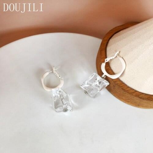 Bilandi S925 needle Fashion Jewelry Transparent Resin Earrings Popular Design White Coating Women Earrings For Party Gifts