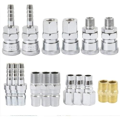 BMBY-18Pc Air Line Hose Fittings 1/4 Inch Bsp Compressor Air Thread Hose Connector Fittings Male Female Connector Quick Releas