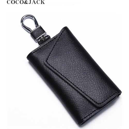 Genuine Leather key case mens waist soft cowhide household key holder womens compact and simple multi-function key storage bag