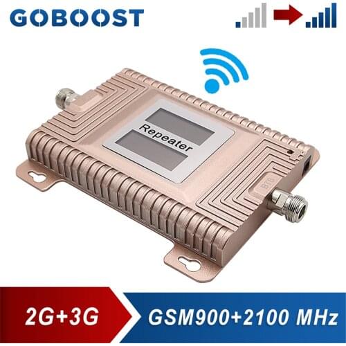 GOBOOST Dual Band Signal Repeater GSM 2G 900 3G UMTS 2100 MHz Cell Phone Cellular Amplifier Improve Network Speed Booster