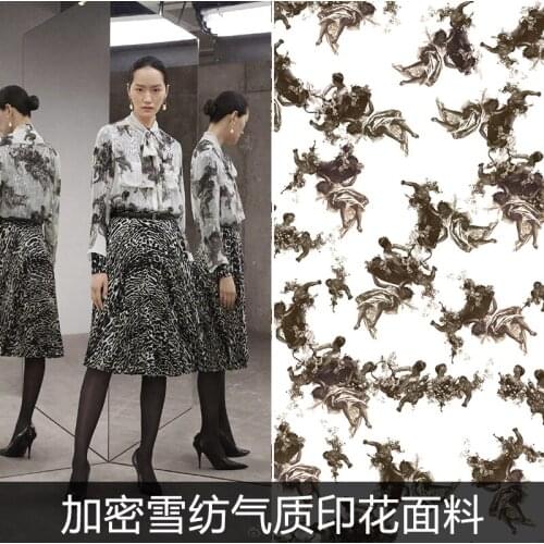 European and American brand new encrypted chiffon ladies dress advanced custom printed fabric