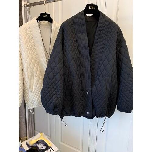 European Korean loose casual classic Lingge light cotton padded jacket womens new fashion in autumn and winter 2020