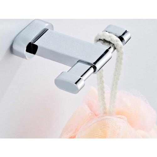 Chrome Bathroom Robe Hook Brass Wall Mounted Bath Double Coat Towel Rack Hooks for Hanging Key Purses Holder Kitchen Accessories