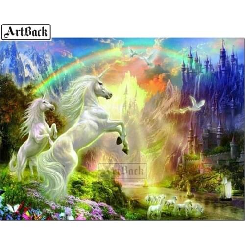 Full square drill 5d diy diamond painting unicorn rainbow kit 3d diamond embroidery animal mosaic artwork gift SE138