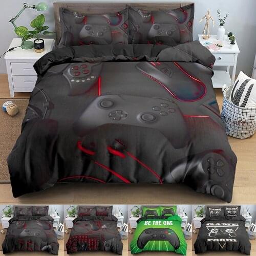 2/3pcs 3D Digital Gamer Printing Bedding Set 1Duvet Cover with 1/2 Pillowcases US/EU/AU Size Twin Double Full Queen King
