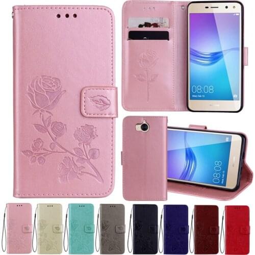 Leather Case For Huawei Y5 2017 Cases For Y6 2017 Wallet Cover Flower Design Phone Case for Huawei Enjoy Play 6