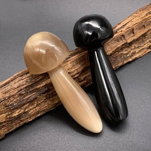 Natural Yak Horn Massage Stick Mushroom Shape Face Point Massager Acupoint Pen Meridians Spa Therapy Beauty Tool For Relief
