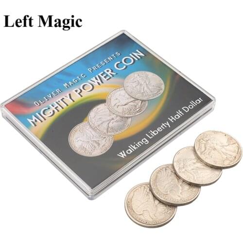 Mighty Power Coin (Walking Liberty Half Dollar) by Oliver Magic Stage Close-Up Magic Tricks Illusion Gimmick Props Coin Appear