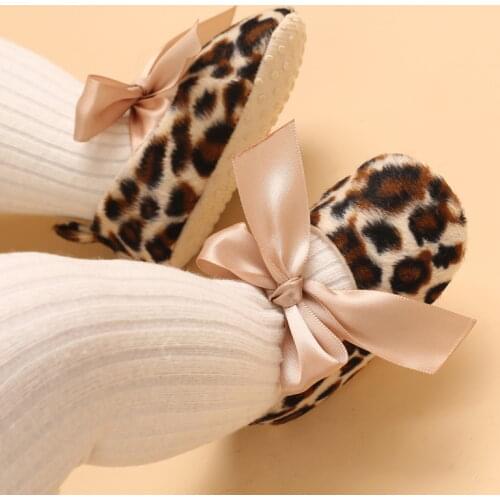 Women Baby Shoes Leopard Print Suede Soft Sole Non-slip Baby Shoes Prewalker Toddler Shoes First Walker