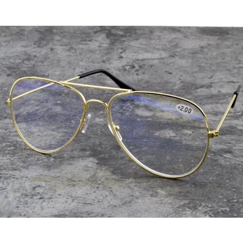 New Trend Pilot Oval Style Reading Glasses with Alloy Frame Men Women Blue Light Blocking Fashion+1.0 +1.5 +2.0 +2.5