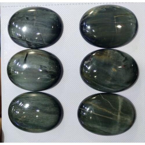 Wholesale Hawks Eye Gem stone Cabochon Bead 30x40mm Oval gem stone Cabochon Jewelry pendant ring face 2piece/lot
