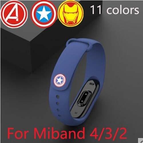 Hot movie hero cartoon For Xiaomi Mi Band 4 3 2 Bracelet Miband4 3 2 Strap Wristband Band For Mi Band 2/3/4 Silicone soft