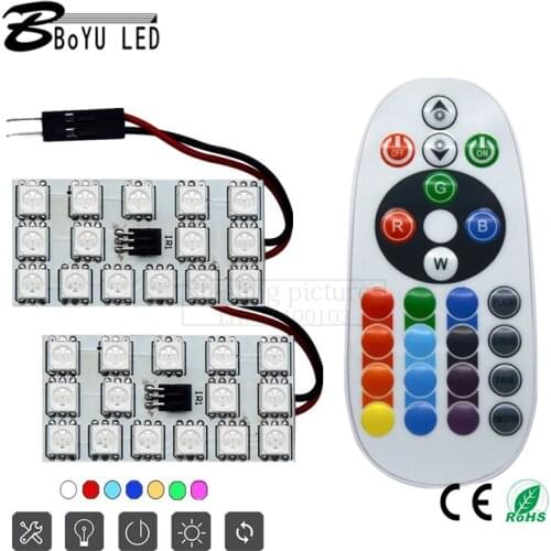 RGB car panel light 5050 15smd LED atmosphere light 12V44*23mm set of atmosphere light car ceiling light reading light7colors
