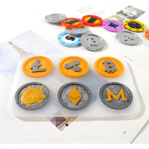 DIY Cake mold commemorative coin mold entertainment game digital chip collection BTC XRP ltc doge bitcoin Ethereum silicone mold