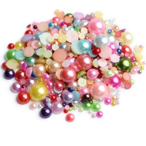 Mix Color Mix Size 2mm/3mm/4mm/5mm/6mm/8mm Flatback Pearls ABS Half Round 15g Beads Diy Accessories Free shipping