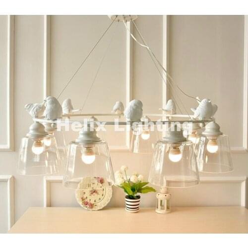 Nordic White D65cm/D85cm LED Modern Nordic Style Creative Brief Restaurant Lights Bird Personalized Rustic Glass Pendant Lamp