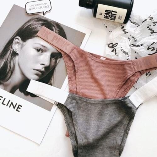 ECTUSAMAT Letter pure cotton wine red triangle pants pure color high waist sexy sports style sexy womens panties