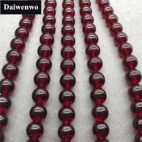 Wine Red Crystal Beads 4-12mm Round Natural Loose Stone Bead Diy for Jewelry
