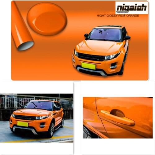 1.52*18m Premium Hight Glossy Film Orange Vinyl Color changing film Wrap Carbon Vinyl Film Bubble Free Car Sticker