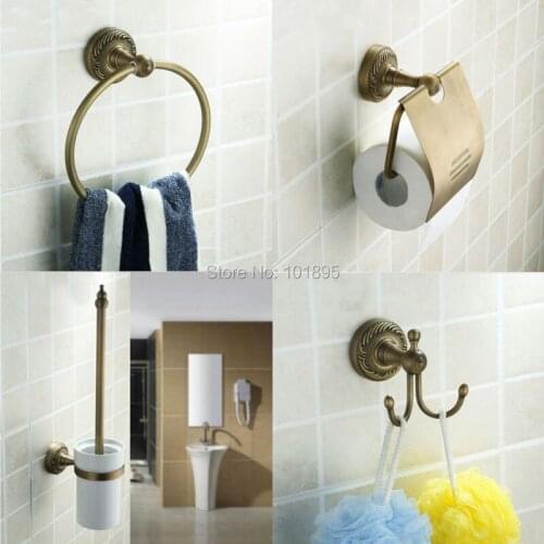 X16001 - Luxury Brass Bathroom Accessories Bronze Color Paper Holder Towel Ring Tumbler Robe Hooks Soap Holder