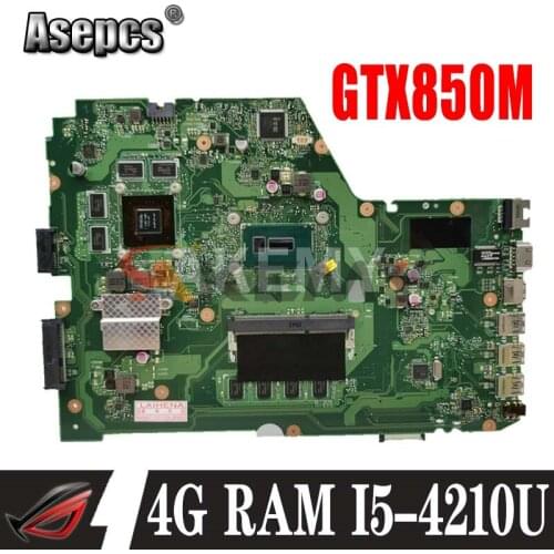 X751LK Main board X751LK GTX850M i5-4210 CPU 4GB RAM Mainboard REV 2.0 For Asus X751LK X751LKB X751L A751L Laptop motherboard