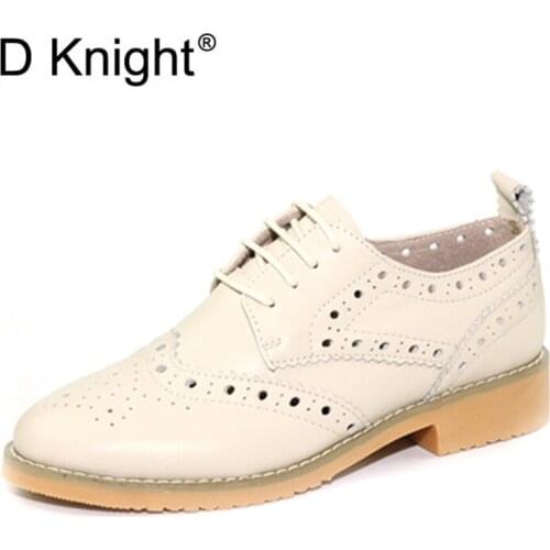 Genuine Leather Flats Oxford Shoes For Women College Style Spring/Autumn Woman Casual Flats Shoes Brogues Zapatos De Mujer 2020
