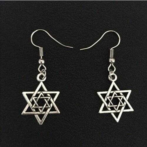 Stainless Steel Star of David Women Hexagram Ear Drop Earrings Religious Jewish Star for Women Cheap Fashion 2018 Jewelry