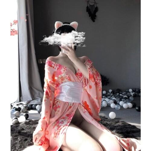 Women Sexy Lingeries Set Halloween Christmas Cosplay Nightdress G-string T-Back Haori Kimono Nightgowns Long Dress